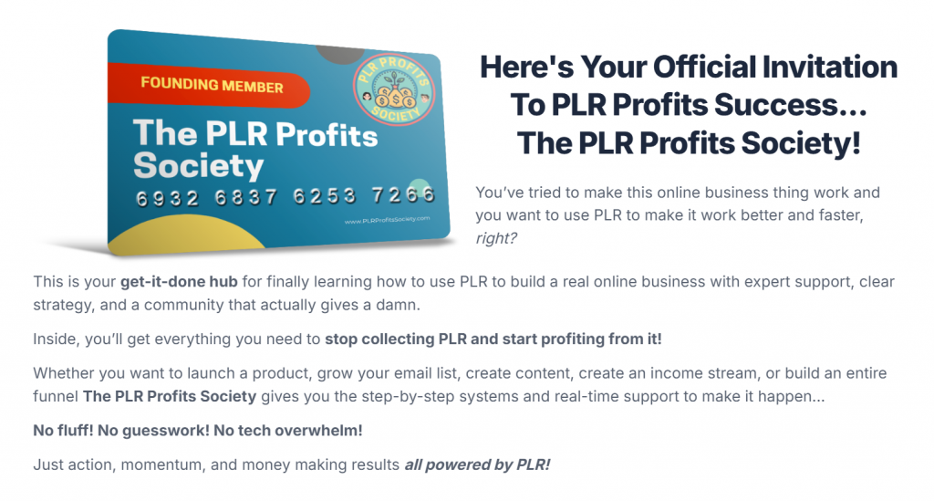 PLR Profits Society Review: Can You Really Make Money With PLR?